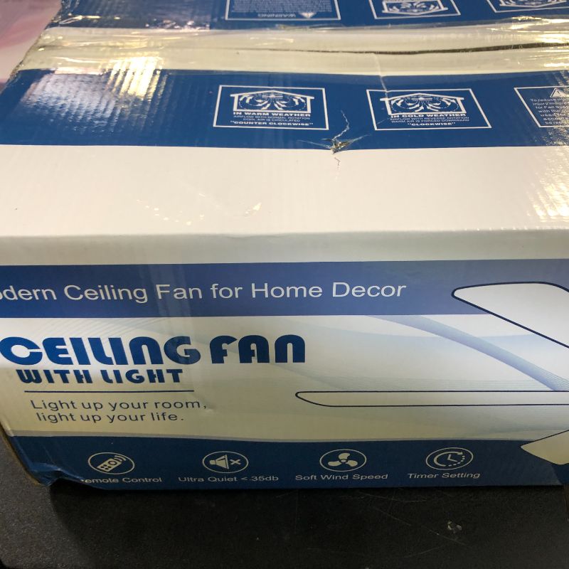 Photo 1 of Ceiling Fans with Lights- 52" Low Profile Indoor Ceiling Fan with Light and Remote/APP Control, Flush Mount, 6 Blade, LED Dimmable DC Reversible Modern Ceiling Fan for Bedroom?White?
