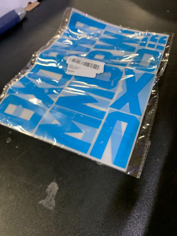 Photo 1 of 4 Inch Iron On Heat Transfer Letters Alphabets Fabric Vinyl DIY for Sport Jerseys T Shirts Clothes Slogan Printing Crafts Decoration (Blue) ITEM BENT
 
