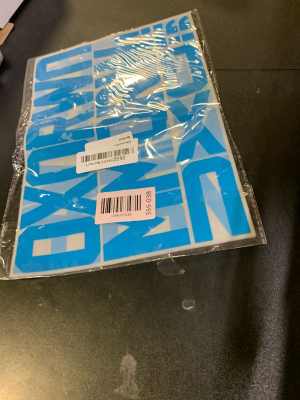 Photo 1 of 4 Inch Iron On Heat Transfer Letters Alphabets Fabric Vinyl DIY for Sport Jerseys T Shirts Clothes Slogan Printing Crafts Decoration (Blue)
