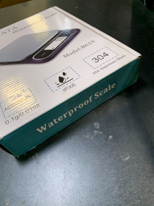 Photo 1 of BOMATA Waterproof IPX6 Kitchen Scale, 0.1 g/0.01 oz High Precision, 5 kg/11 lbs, Digital Scale with Backlight, Stainless Steel Weighing Platform, for Food, Cooking, Baking, Weight Loss.. B619, Black