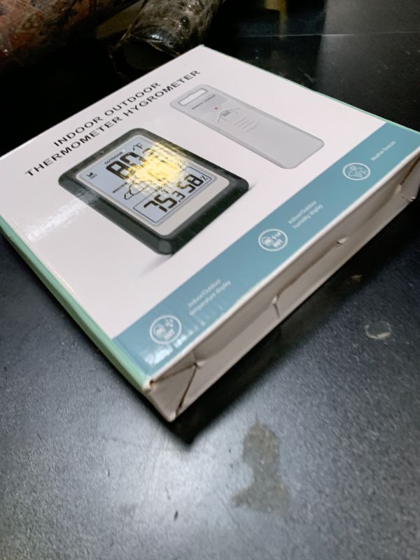 Photo 1 of Indoor Outdoor Thermometer Wireless Weather Station, Internal External Thermometer Hygrometer, Home Batteryoperated Temperature Humiditymonitors330 Feet (About 100 Meters) Backlight Display
