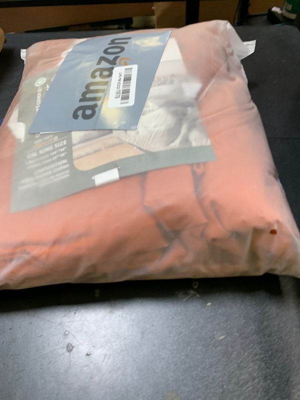 Photo 1 of NEXHOME PRO Duvet Cover Set 100% Washed Cotton California King 104"x98", Organic Natural Linen Look Textured 3 Pieces Bedding Set Terracotta Burnt Orange with Zipper Closure, Soft(No Comforter)