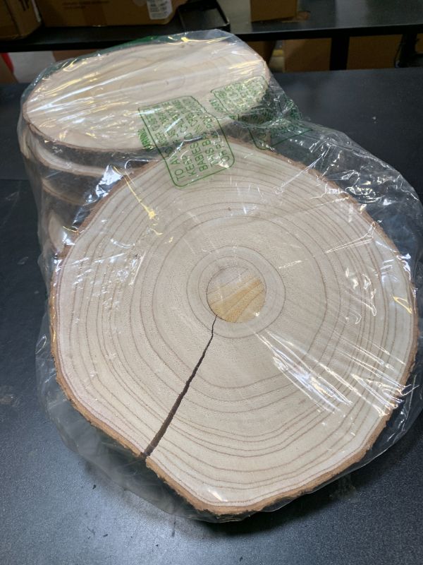 Photo 1 of 10 pcs Large Wood Slices for Centerpieces 9-10 inches Wood Rounds for Tables Decor Rustic Wood Circles for DIY Crafts and Wedding Decor Round Wooden Discs Wood Slice Ornaments