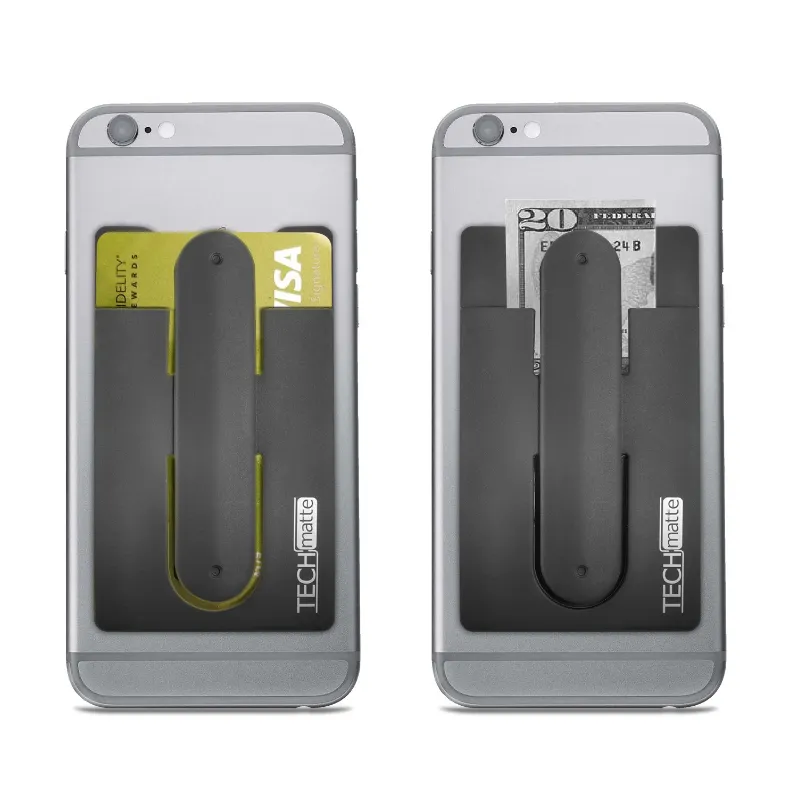 Photo 1 of TechMatte Stick on Wallet Credit Card Holder/Money Clip/Phone Stand (2 Pack)