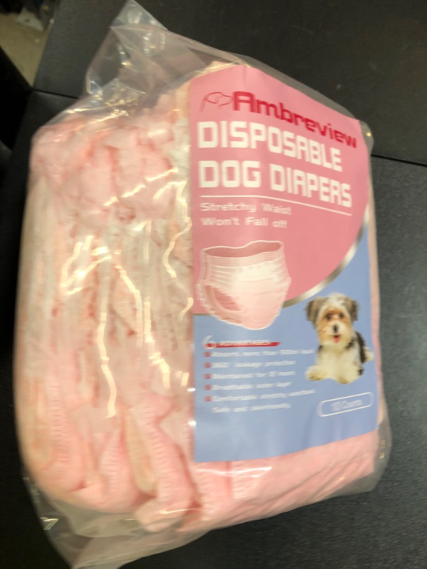 Photo 1 of Ambreview Disposable Dog Diapers Female, Just Pull It Up, Doggie Diapers for Female Dogs, Strong Absorbency | Leak Proof, for Dogs in Heat | Elderly | Disabled, M 10 PCS