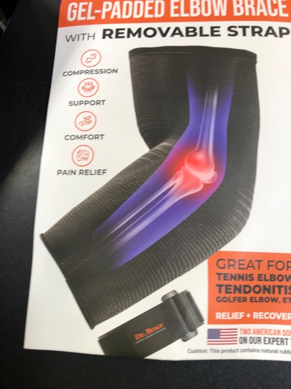 Photo 1 of DR. BRACE® Elite Elbow Brace Support, Breathable Elbow Compression Sleeve with Gel Pad for Golfer's, Tennis Elbow & Tendonitis Treatment & Pain Relief 2024 (Black-Blue, Large)