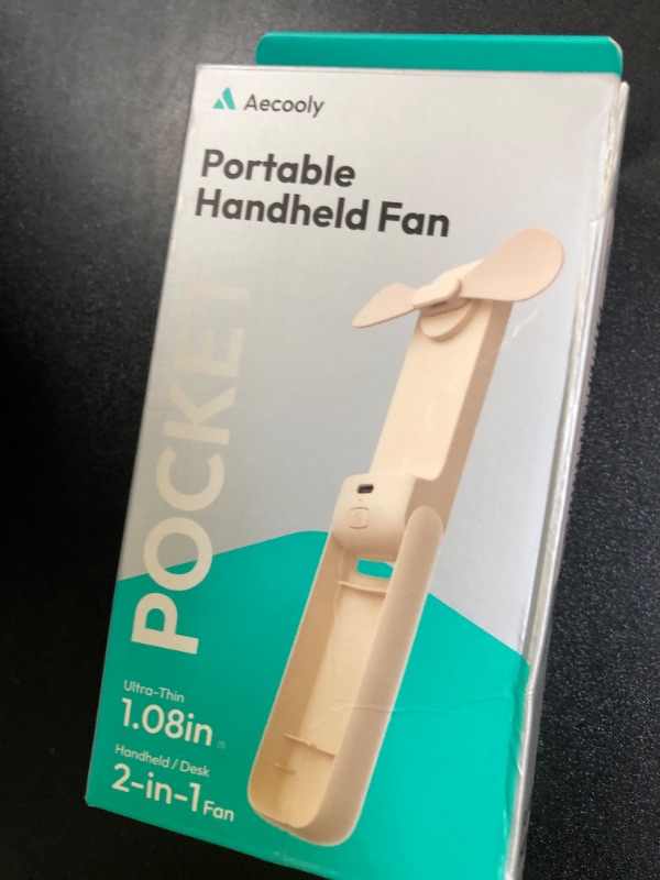 Photo 1 of Aecooly Slim Portable Fan, Thin Handheld Fan, USB Rechargeable Mini Personal [24H Max Cooling Time], Battery Powered Small Foldable Pocket for Travel, Summer, Gifts for Women, Girls -Beige