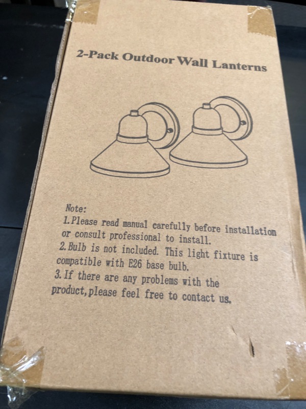 Photo 1 of Brightever Outdoor Lanterns, 2-Pack Exterior Light Fixtures, Waterproof Anti-Rust Black Wall Mount Lights, Small E26 Socket Outside Lights for House, Front Porch, Playhouse, Garage