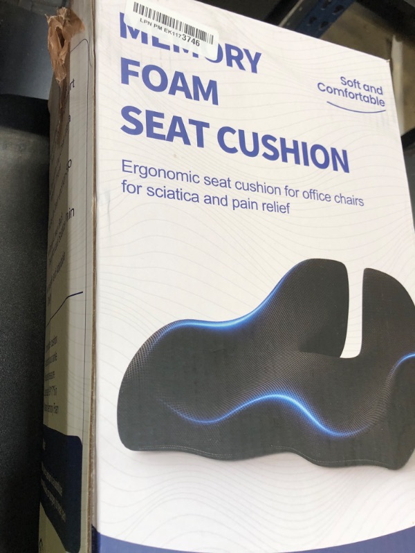 Photo 1 of Extra Large Memory Seat Cushion for Office Chair Pressure Relief Sciatica & Tailbone Pain Relief Memory Foam Firm Coccyx Pad for Long Sitting, for Office Chair, Gaming Chair and Car Seat, Black