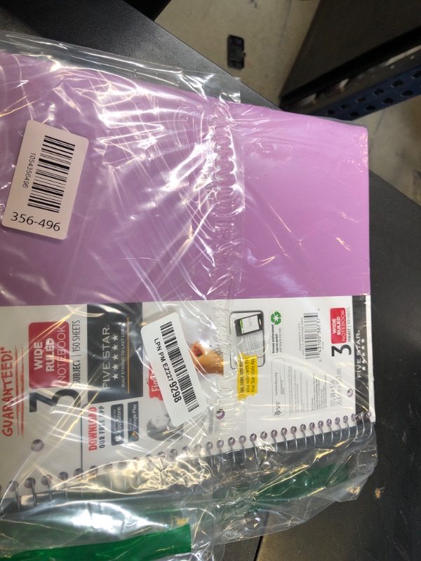 Photo 1 of Five Star Spiral Notebook + Study App, 1 Subject, College Ruled Paper, 8-1/2" x 11", 100 Sheets, Fights Ink Bleed, Water Resistant Cover, White (72456)