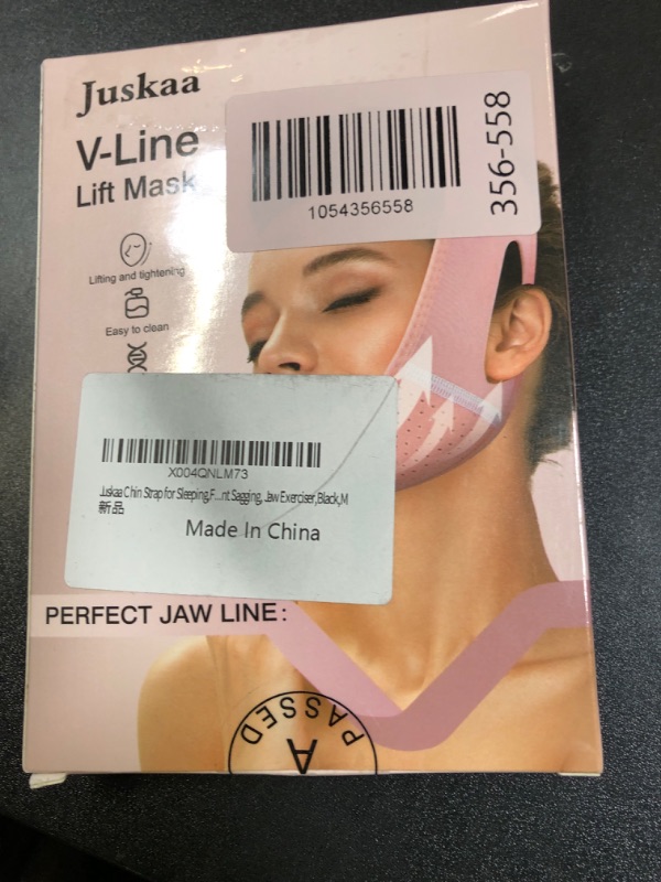 Photo 1 of Juskaa Reusable V Line Lifting Mask with Chin Strap for Sleeping,Face Lift Prevent Sagging, Jaw Exerciser,Black,M
