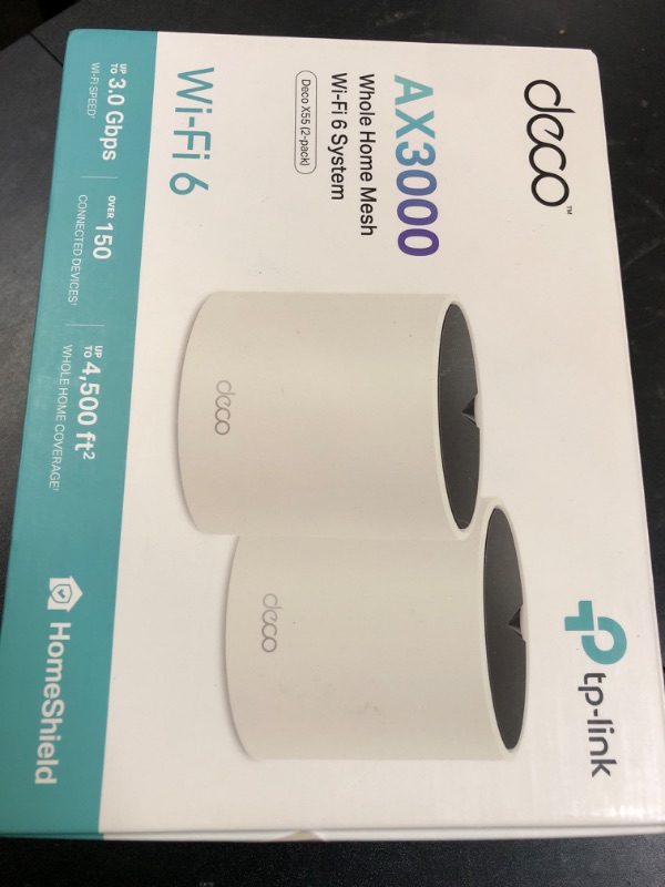 Photo 1 of TP-Link Deco X55 AX3000 WiFi 6 Mesh System - Covers up to 4500 Sq.Ft, Replaces Wireless Router and Extender, 3 Gigabit Ports per Unit, Supports Ethernet Backhaul, Deco X55(2-Pack)