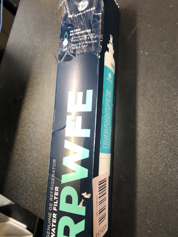 Photo 1 of GE RPWFE Refrigerator Water Filter, Genuine Replacement Filter, Certified to Reduce Lead, Sulfur, and 50+ Other Impurities, Replace Every 6 Months for Best Results, Pack of 1