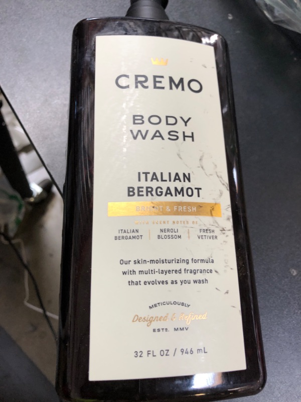 Photo 1 of Cremo Rich-Lathering Italian Bergamot Body Wash for Men, Notes of Italian Bergamot, Neroli Blossom, and Fresh Vetiver, 32 Fl Oz