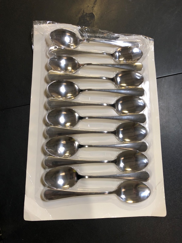 Photo 1 of 12 Pcs Teaspoons Set, Food-Grade Stainless Steel Spoons Silverware, Cutlery Tea Spoons, Durable Dessert Spoons, Metal Spoon for Home, Kitchen or Restaurant, Mirror Polished, Dishwasher Safe 6.7 Inch