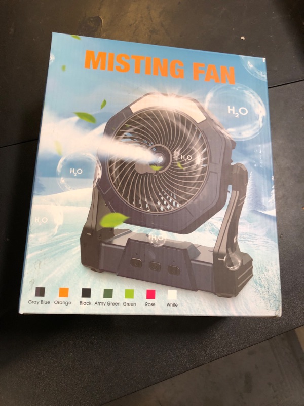 Photo 1 of Ausic Portable Misting Fans for Outside, 30000mAh Outdoor Cooling Fan for Patios 250ml, 8 Inch Camping Battery Operated Rechargeable Fans, Spray Fan with Light & Hook for Beach, Tents, Travel