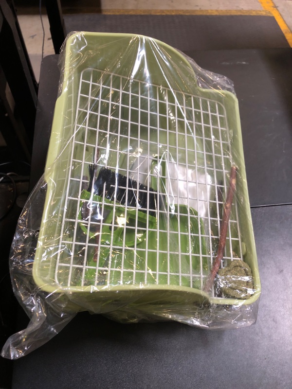 Photo 1 of MUYG Guinea Pig Litter Box,Bunny Plastic Square Cage Toilet with Grate Rabbits Corner Litter Bedding Small Animal Pet Toilet Box Potty Trainer Pet Pan for Guinea Pig Ferret Chinchilla(Green)