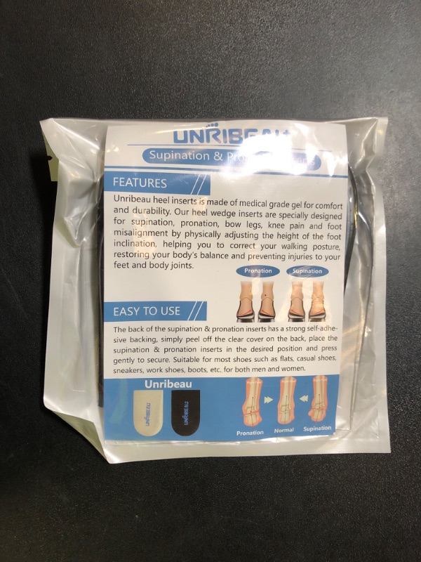Photo 1 of Unribeau 3 Layers Adjustable Supination & Pronation Correction Heel Insoles,Self-Adhesive Medial & Lateral Heel Wedge Inserts for Foot Alignment, Knee Pain, Bow Legs (Black, L: W: 7.5-12 / M: 7-11)