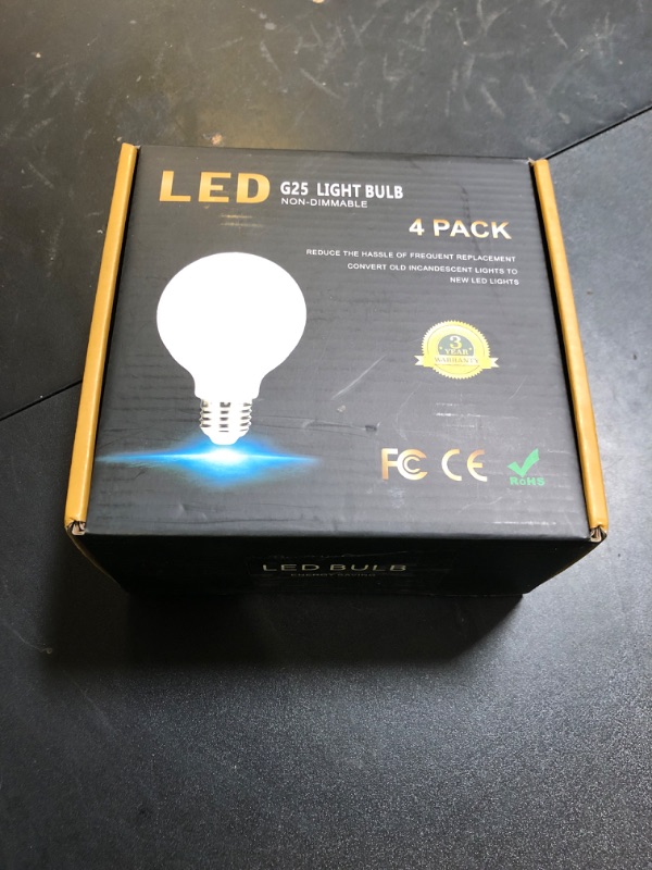 Photo 1 of hansang G25 LED Globe Light Bulbs, Bathroom Vanity Light Bulbs E26 Base Warm White 2700K for Bedroom Makeup Mirror Lights, 60W Equivalent(5W), 500LM Non-dimmable,4Pack