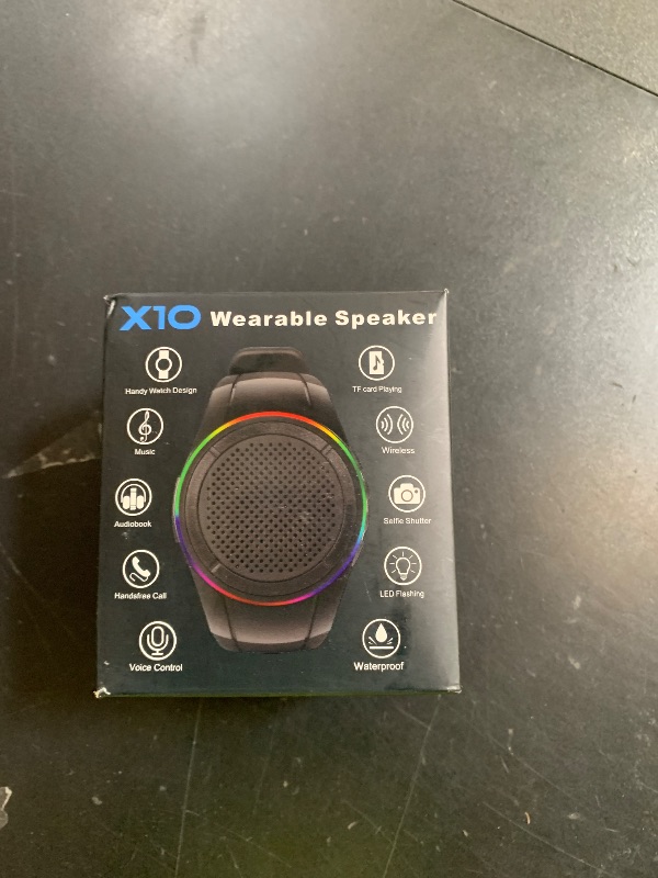 Photo 1 of Frewico Upgraded Wearable Bluetooth Speaker Watch,Wireless Speaker with Built-in Mic Hands-Free Call,TF Card Slot,TWS Stereo,RGB Lights,Remote Selfie,IP45 Waterproof for Skiing,Cycling,Hiking (Black)