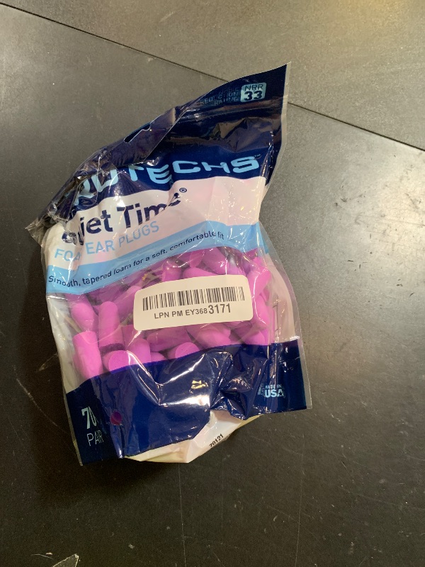 Photo 1 of Flents Protechs Foam Ear Plugs, 70 Pair for Sleeping, Snoring, Loud Noise, Traveling, Concerts, Construction, Studying, Work, Shooting, NRR 33, Noise Cancelling, Disposable Purple, Made in the USA