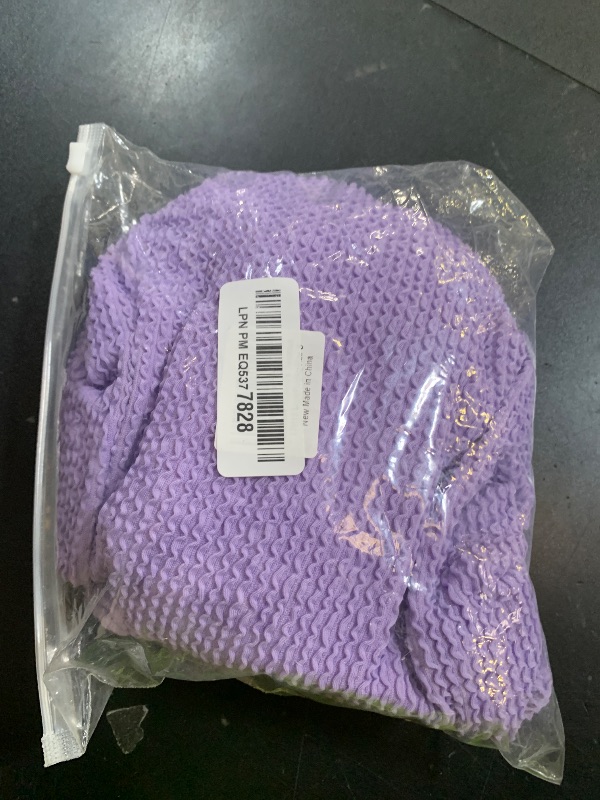 Photo 1 of Limeeke Women One Piece Swimsuit Ribbed Monokini Swimwear Textured Scoop Neck Low Back Bathing Suit Lilac Purple S