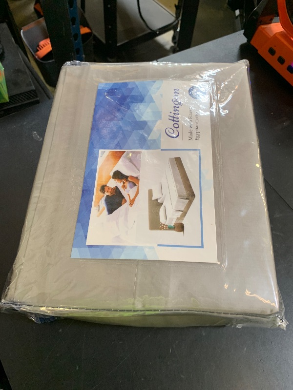 Photo 1 of Cottingon 4 Piece Flex Head King Sheet Set, Top 34 Inch Split Sheets for Sleep Number Adjustable Beds, Soft Breathable 100% Egyptian Cotton, Fits Upto 16" Deep Mattress 78"X80"+ 34", Light Grey
