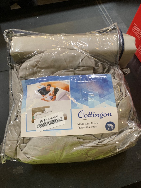 Photo 1 of Cottingon 4 Piece Flex Head King Sheet Set, Top 34 Inch Split Sheets for Sleep Number Adjustable Beds, Soft Breathable 100% Egyptian Cotton, Fits Upto 16" Deep Mattress 78"X80"+ 34", Light Grey