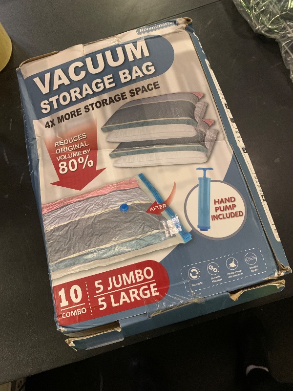 Photo 1 of 10 Pack Vacuum Storage Bags with Pump, 5 Jumbo and 5 Large Space Saver Vacuum Storage Bags, Vacuum Seal Bags for Clothing, Comfoters, Pillows, Blanket, Bedding