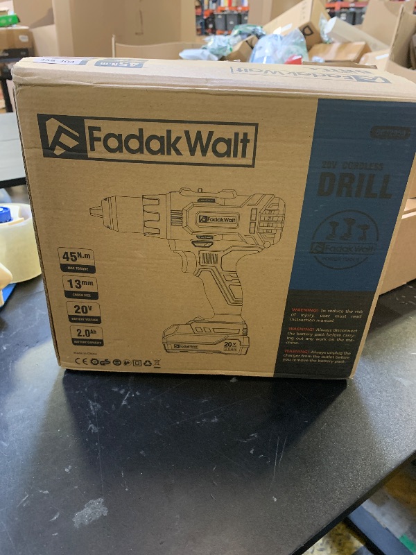 Photo 1 of FADAKWALT 20V Cordless Drill/Driver Set,Electric Power Drill Kit with Battery& Charger, 1/2inch Keyless Chuck,2 Variable Speed,25+1 Torque Setting, 400 inch-lbs with LED Power Drill Kit