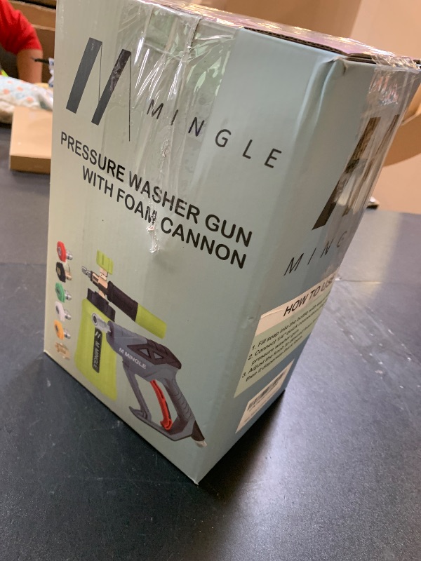Photo 1 of M MINGLE High Pressure Washer Gun Snow Foam Lance, 4000 PSI Cannon Foam Blaster Power Washer with 1/4" Quick Connector, Car Wash Foam Cannon Kit with 5 Pressure Washer Nozzle Tips, 1 Liter