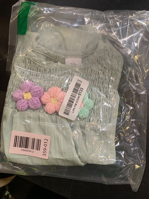 Photo 1 of Amnnchya Toddler Baby Girl Outfits Floral Summer Clothes Infant Spring Waffle Short Sleeve Shirt Tops Cute Shorts Set (Green Fly Sleeve, 2-3T)