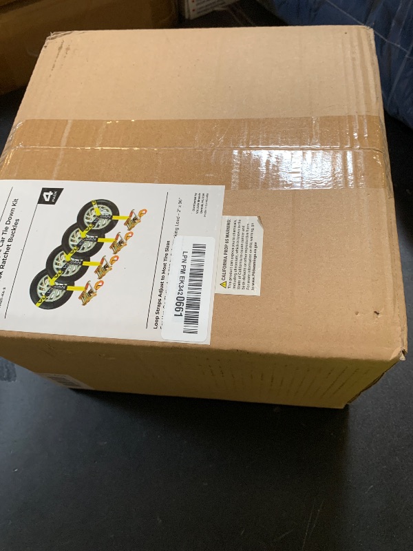 Photo 1 of VULCAN Car Tie Down with Snap Hooks - Lasso Style - 2 Inch x 96 Inch - 4 Pack - Classic Yellow - 3,300 Pound Safe Working Load