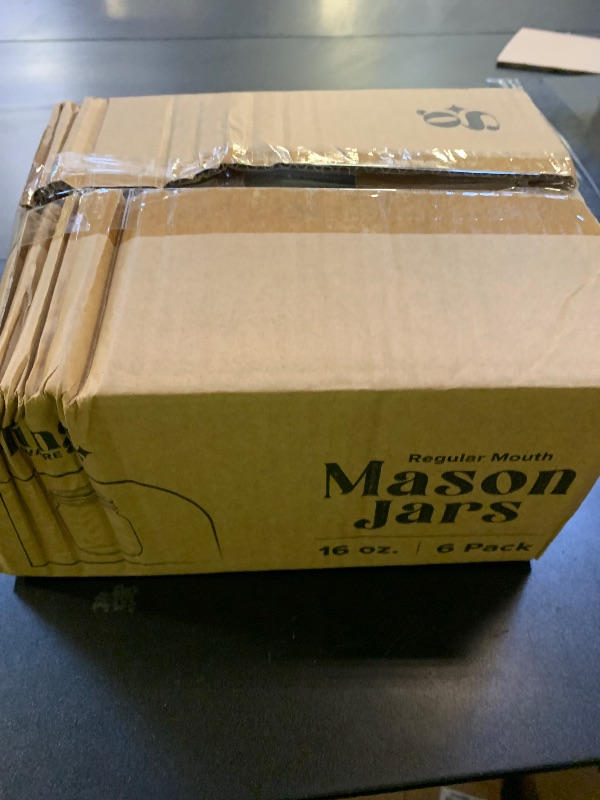 Photo 1 of [4 Pack] 16 oz. Regular-Mouth Glass Mason Jars with Metal Airtight Lids and Bands for 1 Pint Canning, Preserving, & Meal Prep1054359358
