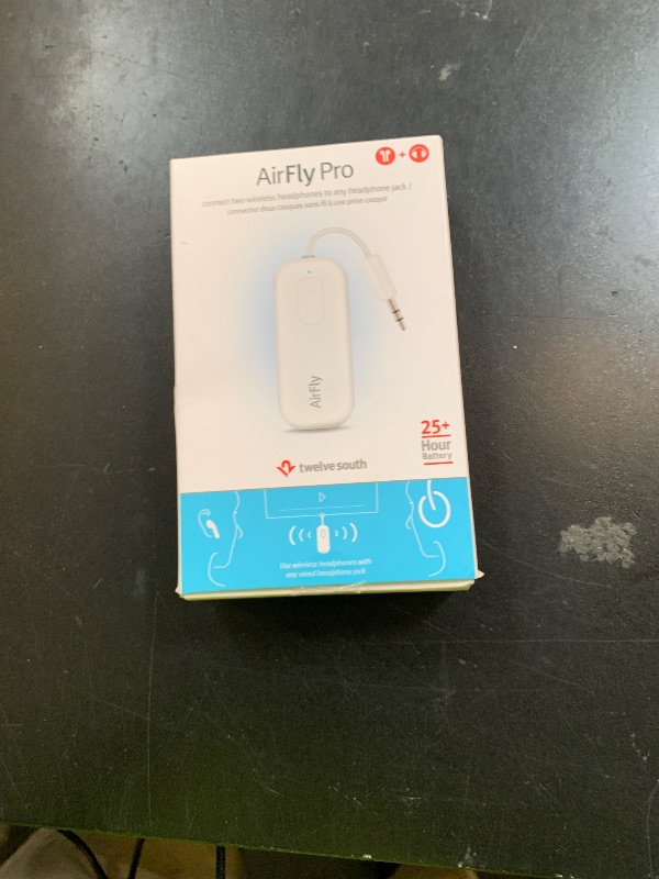 Photo 1 of Twelve South AirFly Pro | Bluetooth Wireless Transmitter/Receiver Adapter for 2 Headphones, Audio Sharing, Compatible with 3.5mm aux Jack for Airplanes, TV, Gym, Stereo, and Travel, 25+ Hr Battery