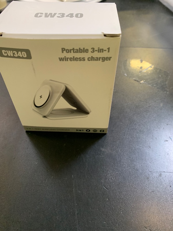 View 2 of Charging Station for Apple Multiple Devices - 3 in 1 Foldable Magnetic Wireless Charger Dock - Travel Charging Pad for iPhone 16 15 14 13 12 Pro Max Plus Watch & Airpods