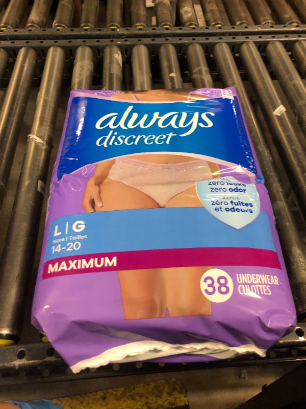 Photo 1 of Always Discreet Incontinence Underwear for Women and Postpartum Incontinence Underwear - Up to 100% Protection against Incontinence Weakness - Size L