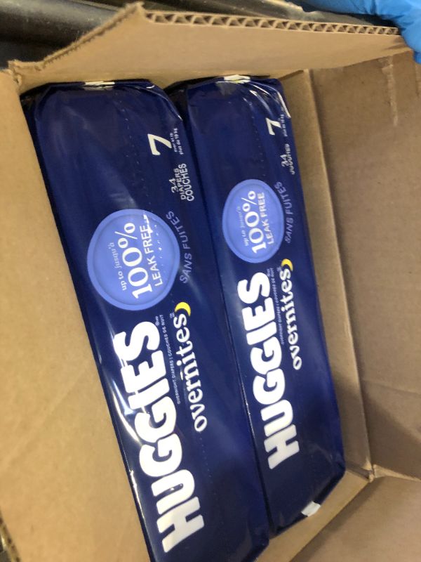 Photo 1 of Huggies Size 7 Overnites Baby Diapers: Overnight Diapers, Size 7 (41+ lbs), 68 Ct (2 Packs of 34), Packaging May Vary