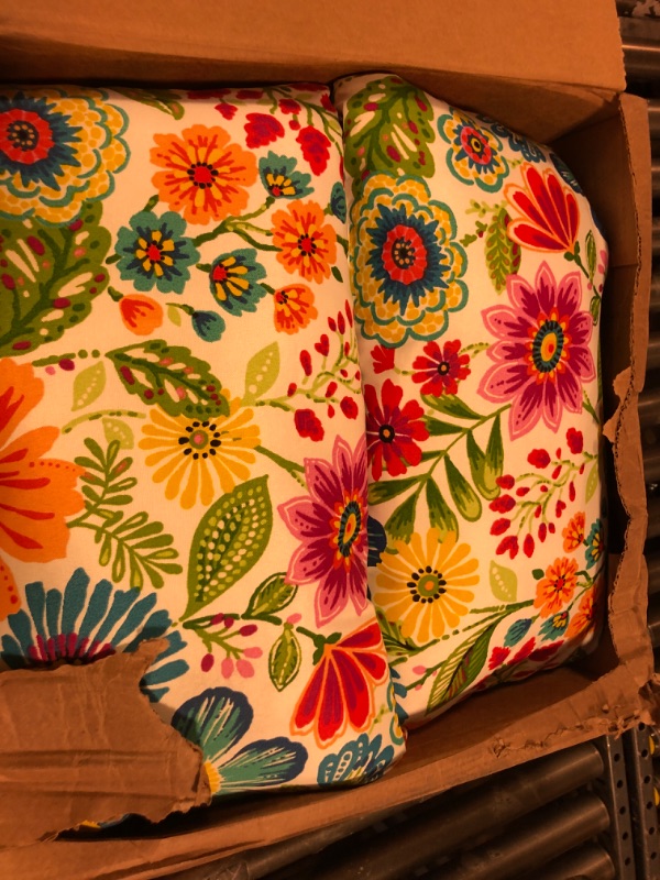 Photo 1 of Pillow Perfect Bright Floral Indoor/Outdoor Accent Throw Pillow Plush Fill, Weather, and Fade Resistant, Lumbar - 16.5" x 24.5", Blue/Purple Gregoire 2 Count