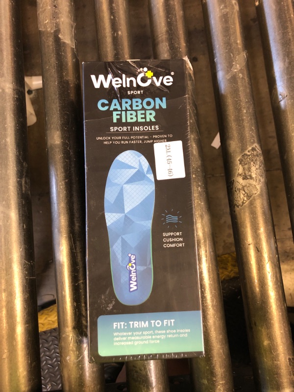 Photo 1 of Welnove Carbon Fiber Sport Insoles with Arch Support, Shock Absorbing Orthotic Insoles for High Impact Sport- Increased Performance,Injury Protection- for Roomy Fit - 11-12 Men, 12.5-13.5 Women