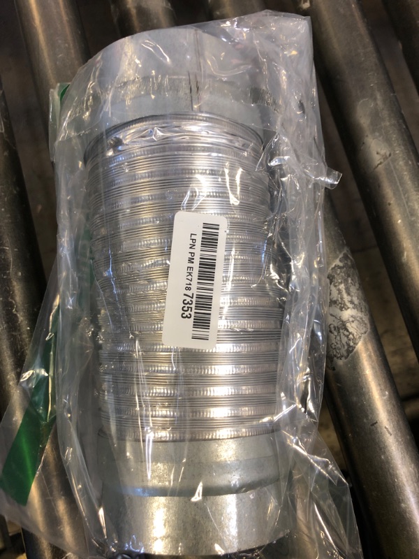Photo 1 of 4" Inch Flexible Duct - 0.82 to 1.64 ft Length - Corrugated Aluminum Ducting Connector - Galvanized Steel End Sleeves - Washer and Dryer Exhaust Duct - Dust Collection Hose - Dryer Duct