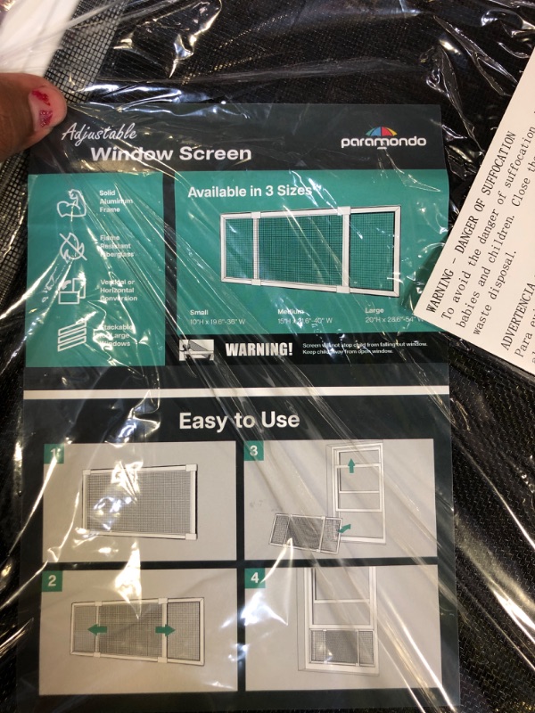 Photo 1 of Expandable Window Screen, Horizontal (10" H x 19.6" - 36" W, 2 Pack) Adjustable Window Screens, Replacement Window Screens for House Window