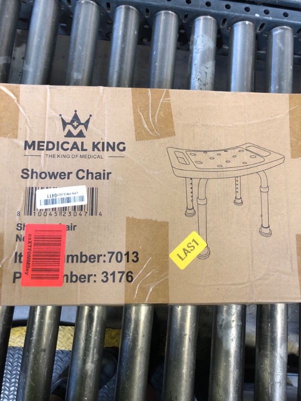 Photo 1 of Medical king Shower Chair - with Back Scrubber & Additional Sponge - Tool Free Shower Chair for Elderly - with 8 Adjustable Heights - Portable Anti Slip Bath Chair for Elderly