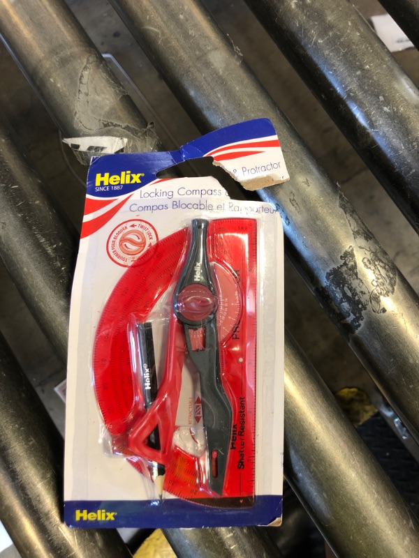 Photo 1 of Helix - Plastic Locking Compass and Protractor - 2 Piece Set - Geometry, Drafting & Drawing