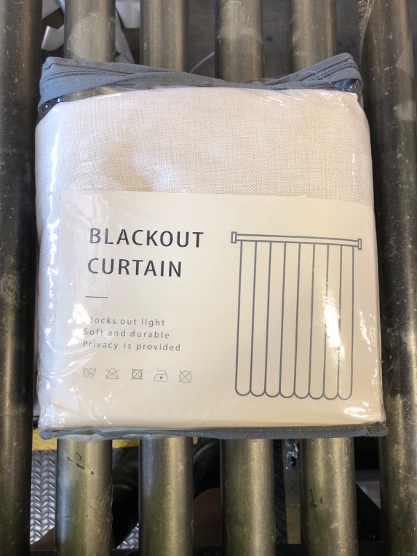 Photo 1 of 100% Blackout Shield Full Blackout Curtains for Bedroom 90 inch Length 2 Panels Set, Clip Rings/Rod Pocket Faux Linen Black Out Curtains for Living Room, Thermal Insulated, 50Wx90L, Butter Cream
