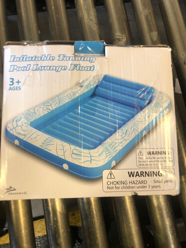 Photo 1 of Inflatable Tanning Pool Lounger Float - Jasonwell 4 in 1 Sun Tan Tub Sunbathing Pool Lounge Raft Floatie Toys Water Filled Bed Mat Pad for Adult Blow Up Kiddie Pool Kids Ball Pit Pool (L)