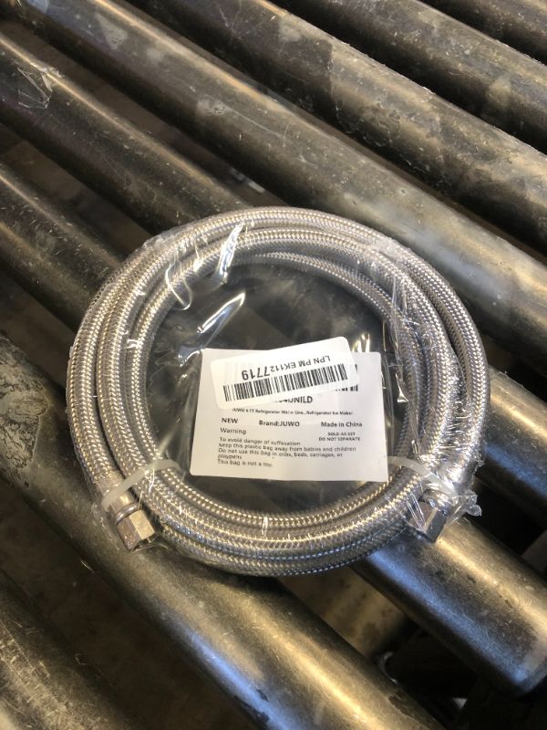 Photo 1 of JUWO 6 FT Refrigerator Water Line, Braided Stainless Steel Ice Maker Hose Connector Water Line with 1/4 Inch Fittings for Refrigerator Ice Maker