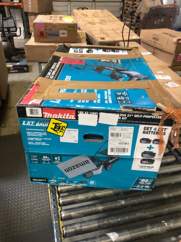 Photo 1 of Makita XML08PT1 18V X2 (36V) LXT® Lithium?Ion Brushless Cordless 21" Self Propelled Lawn Mower Kit with 4 Batteries (5.0Ah)