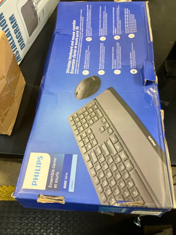 Photo 1 of PHILIPS Bluetooth Keyboard and Mouse Combo - Bluetooth 2.4Ghz Wireless Keyboard and Mouse,Ergonomic Design with Palm Rest,3-Device Connectivity, 5 DPI Mouse, Long Battery for Office & Home - SPT6607