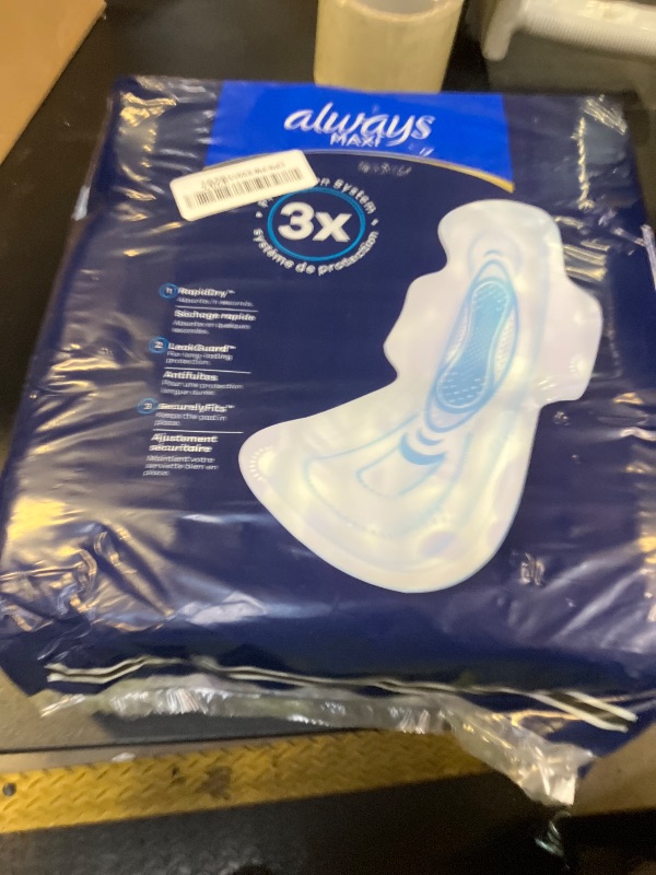 Photo 1 of Always Maxi Overnight Pads with Wings for Women, Size 5, Extra Heavy Overnight Absorbency, Unscented, 36 Count